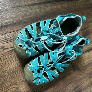 Keen Blue and Tan Sandals with Closed-Toe Design